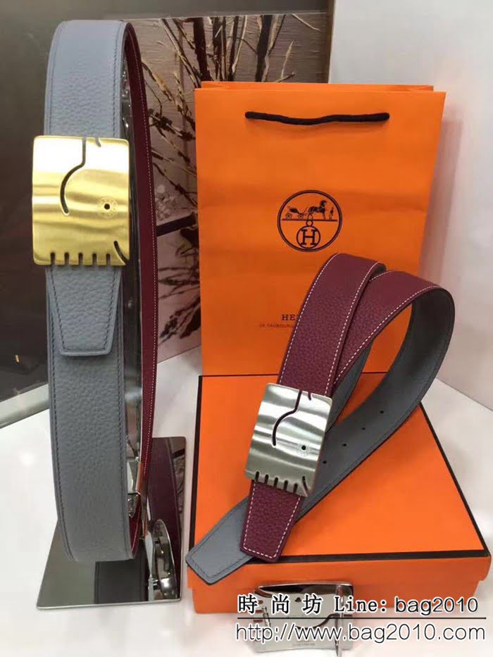 愛馬仕HERMES 純手工雙面荔枝紋 專櫃奢華精品高端男士皮帶 HHG1193